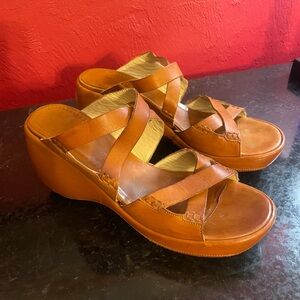 Via Spiga Brown Leather Platform Sandals